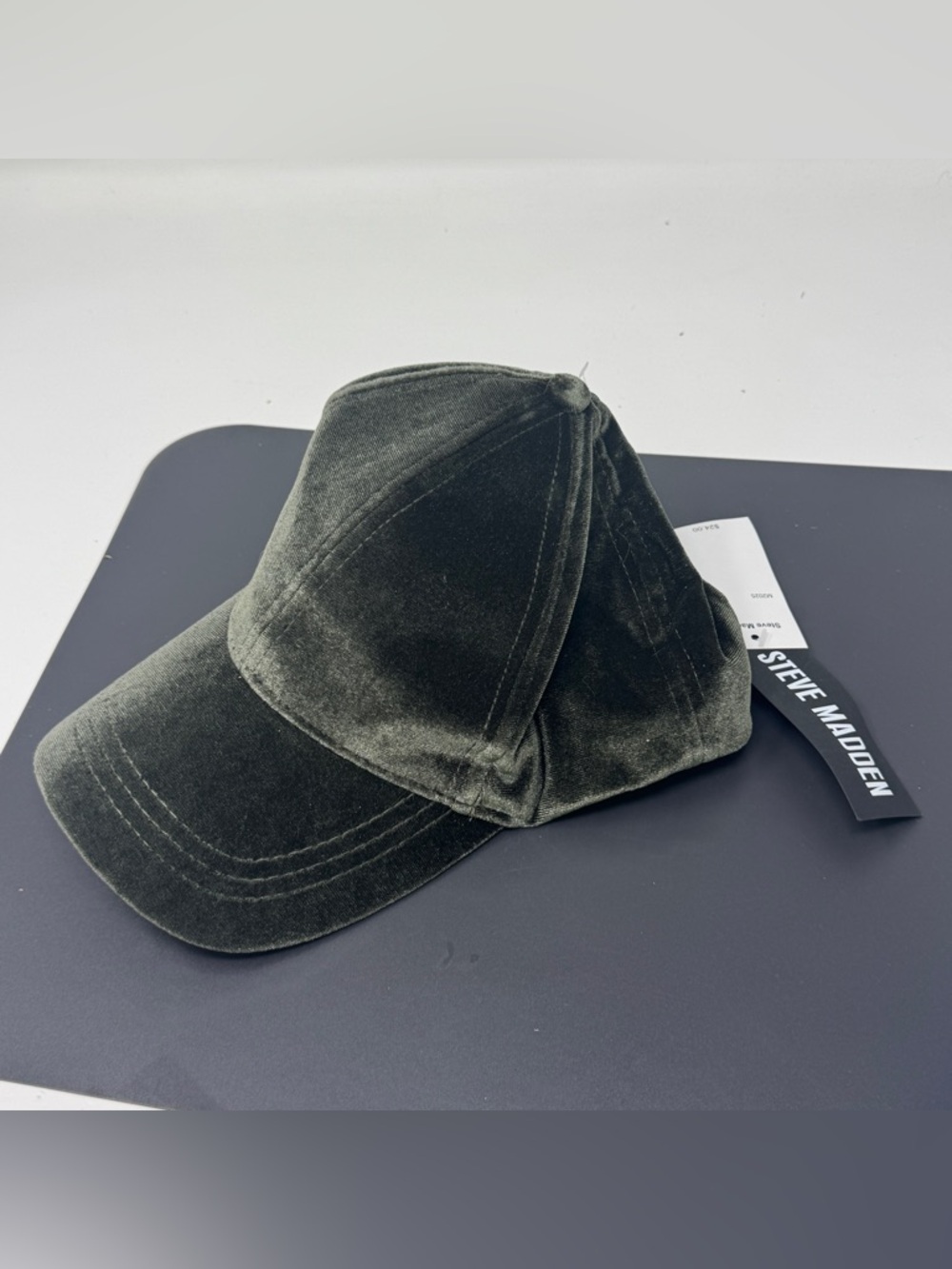 Steve Madden Olive velvet baseball hat new